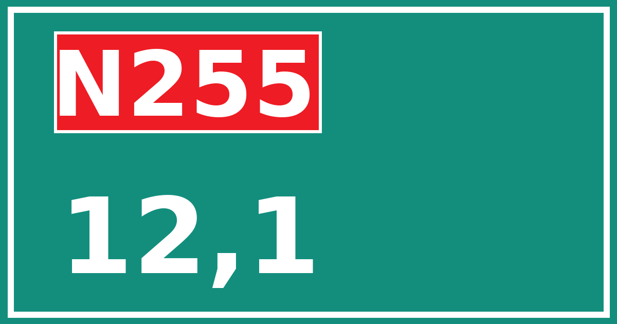 Hectometerbord N255 12,1