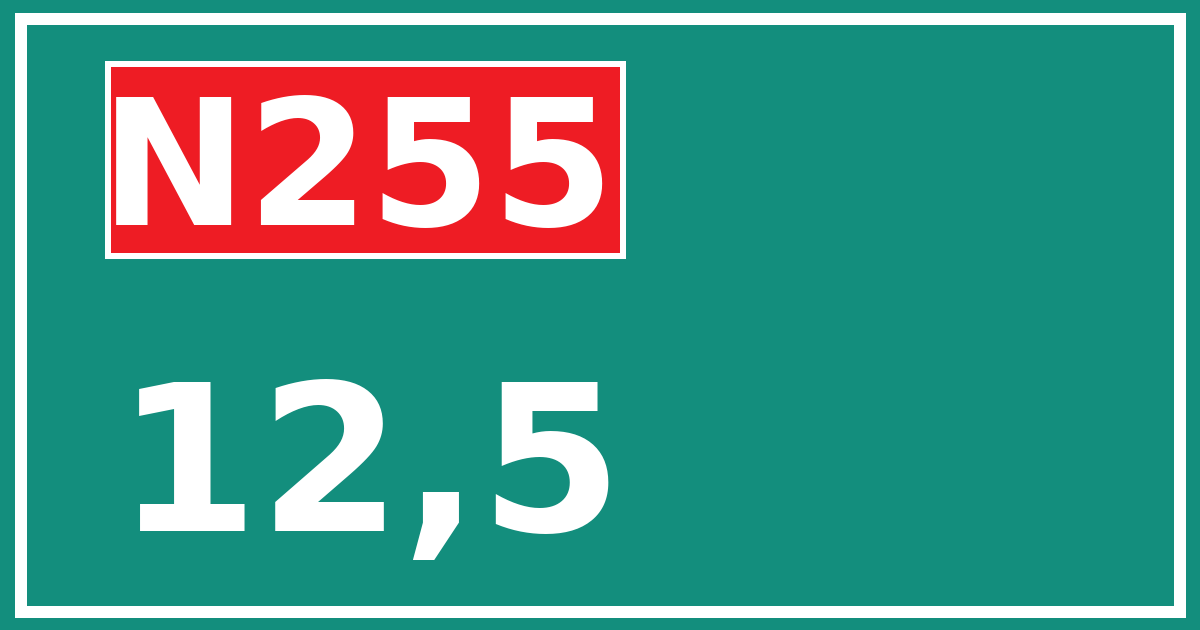 Hectometerbord N255 12,5