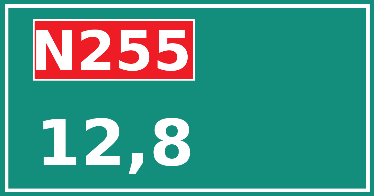 Hectometerbord N255 12,8