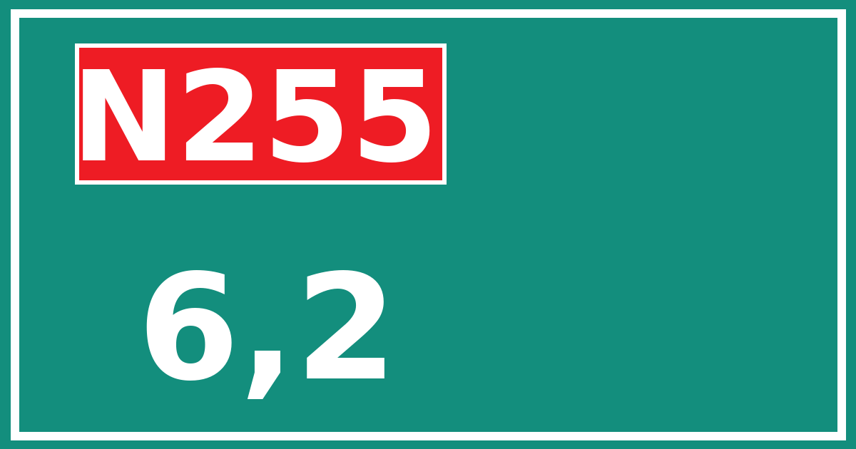 Hectometerbord N255 6,2