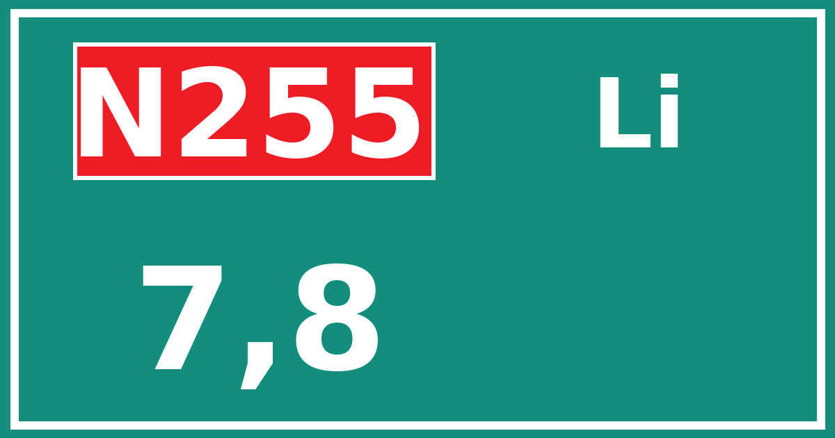 Hectometerbord N255 7,8 zijde Li