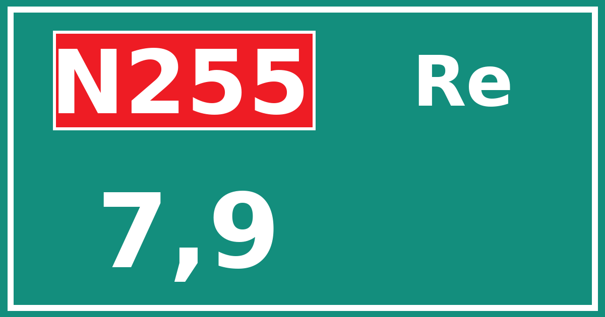 Hectometerbord N255 7,9 zijde Re