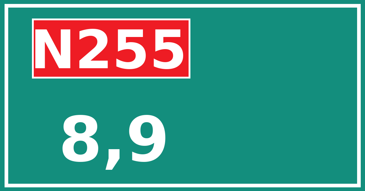 Hectometerbord N255 8,9
