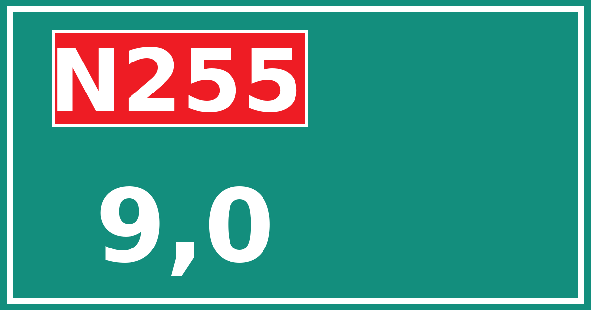 Hectometerbord N255 9,0
