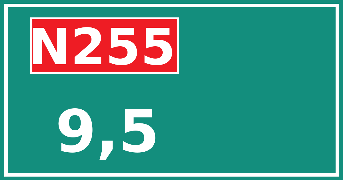 Hectometerbord N255 9,5