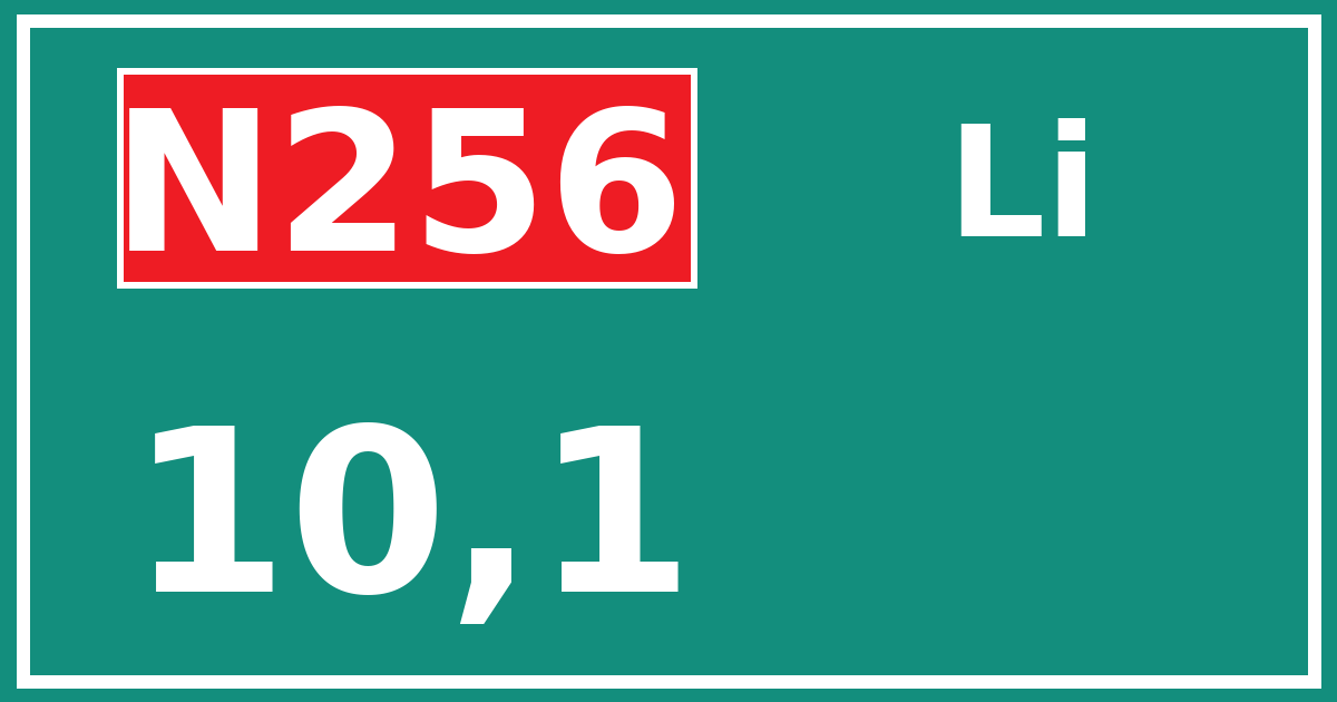 Hectometerbord N256 10,1 zijde Li