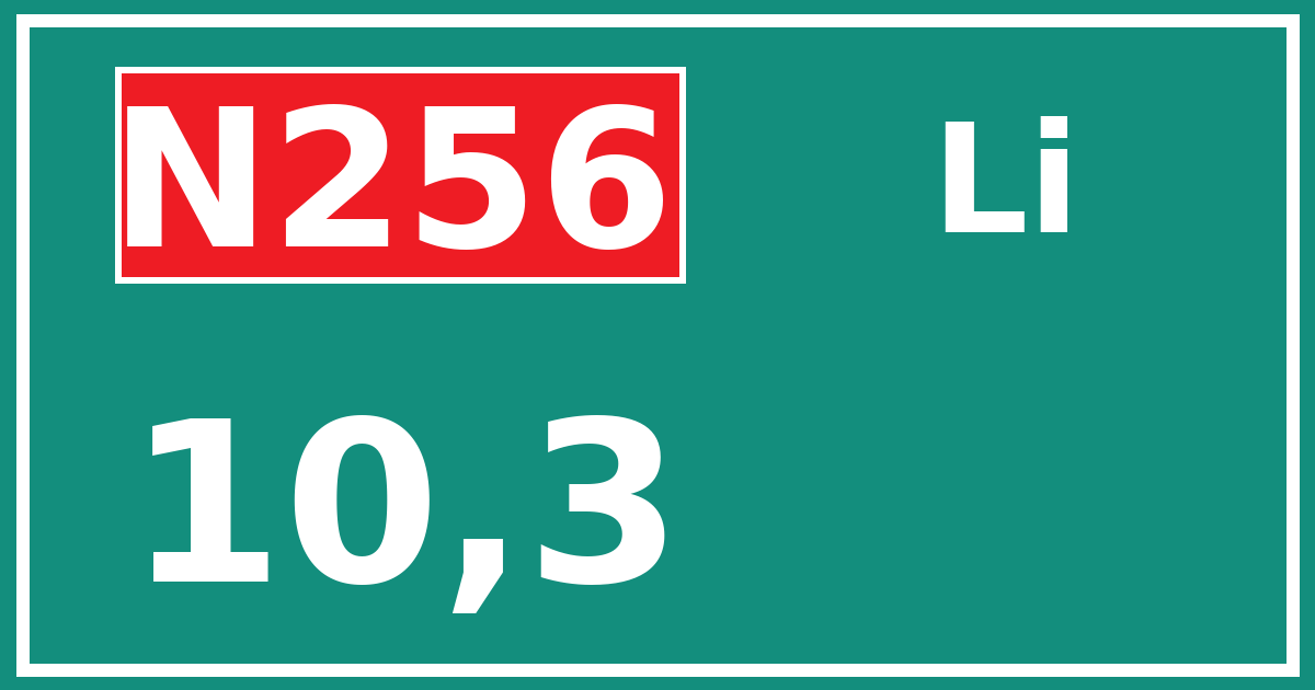 Hectometerbord N256 10,3 zijde Li