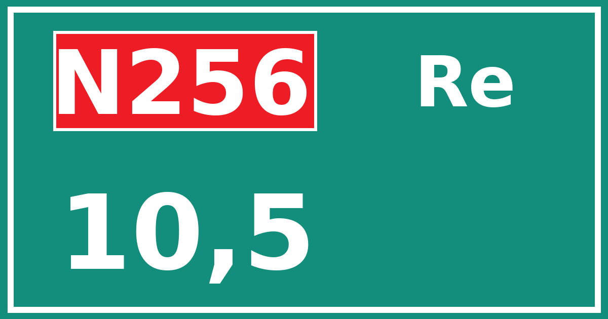 Hectometerbord N256 10,5 zijde Re