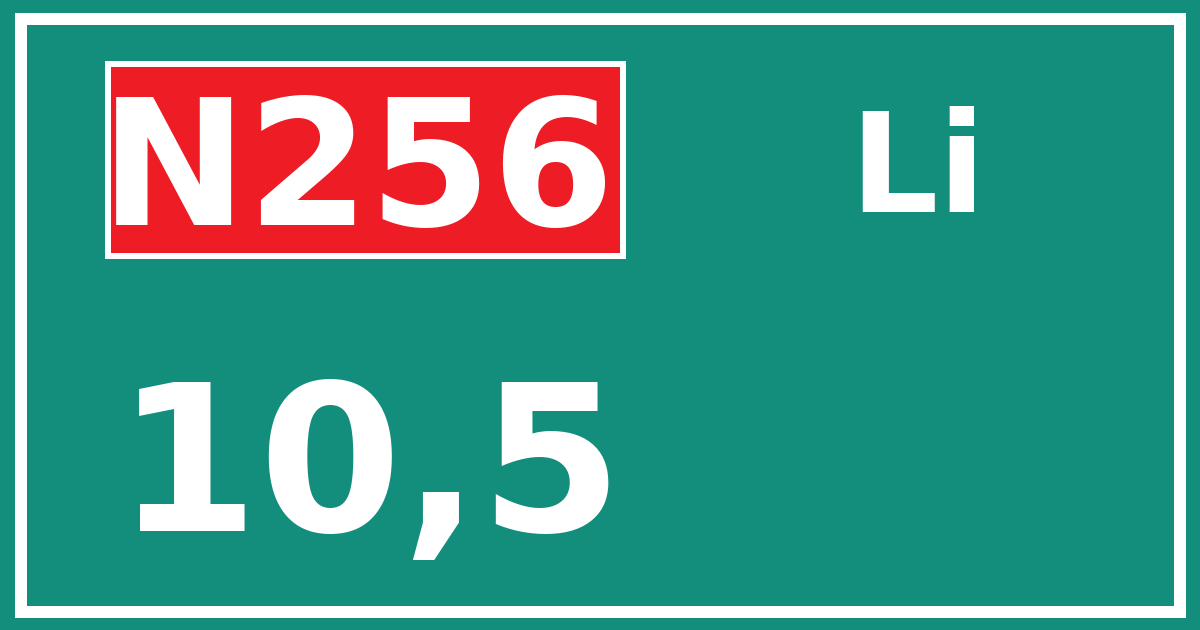 Hectometerbord N256 10,5 zijde Li