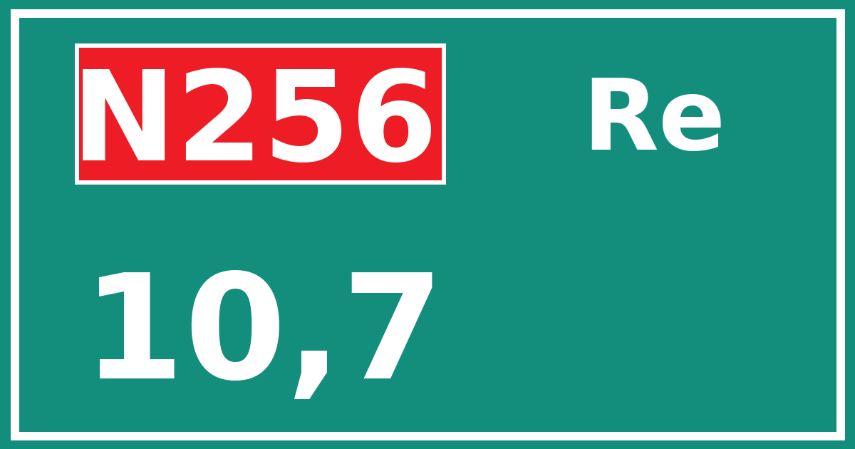 Hectometerbord N256 10,7 zijde Re