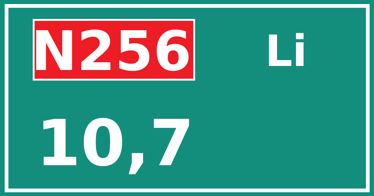 Hectometerbord N256 10,7 zijde Li