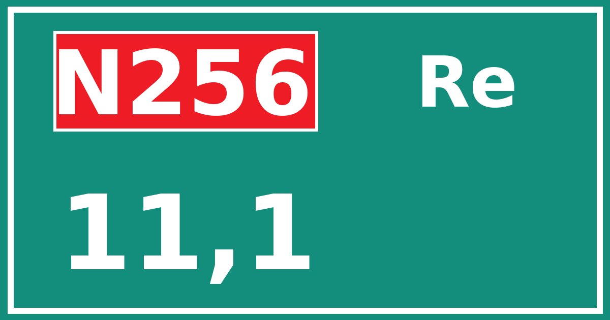 Hectometerbord N256 11,1 zijde Re