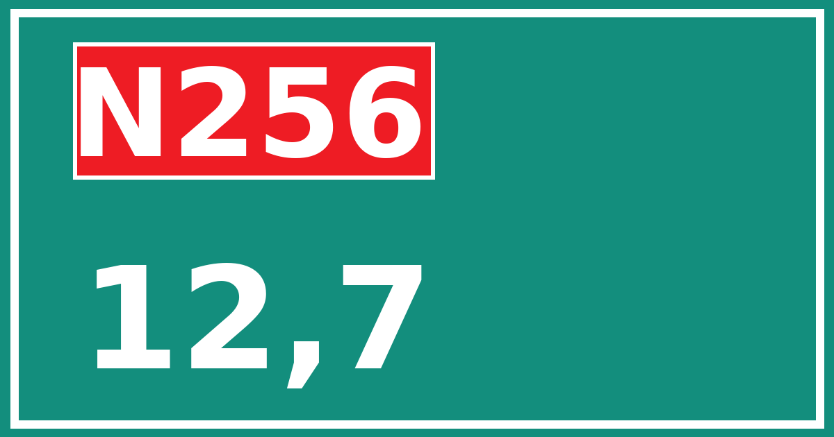 Hectometerbord N256 12,7
