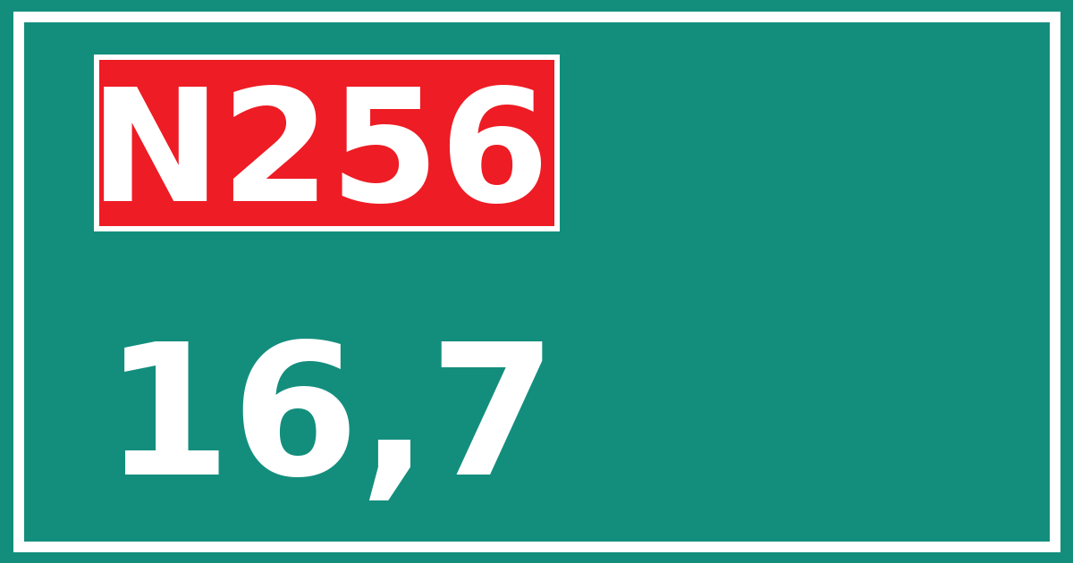 Hectometerbord N256 16,7