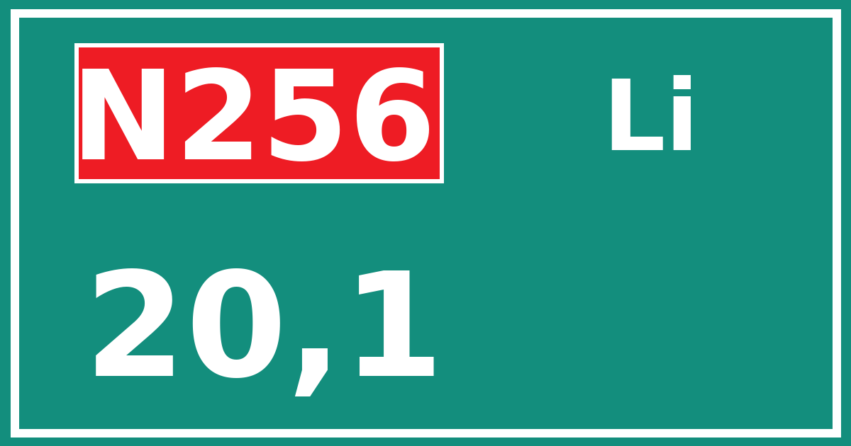 Hectometerbord N256 20,1 zijde Li
