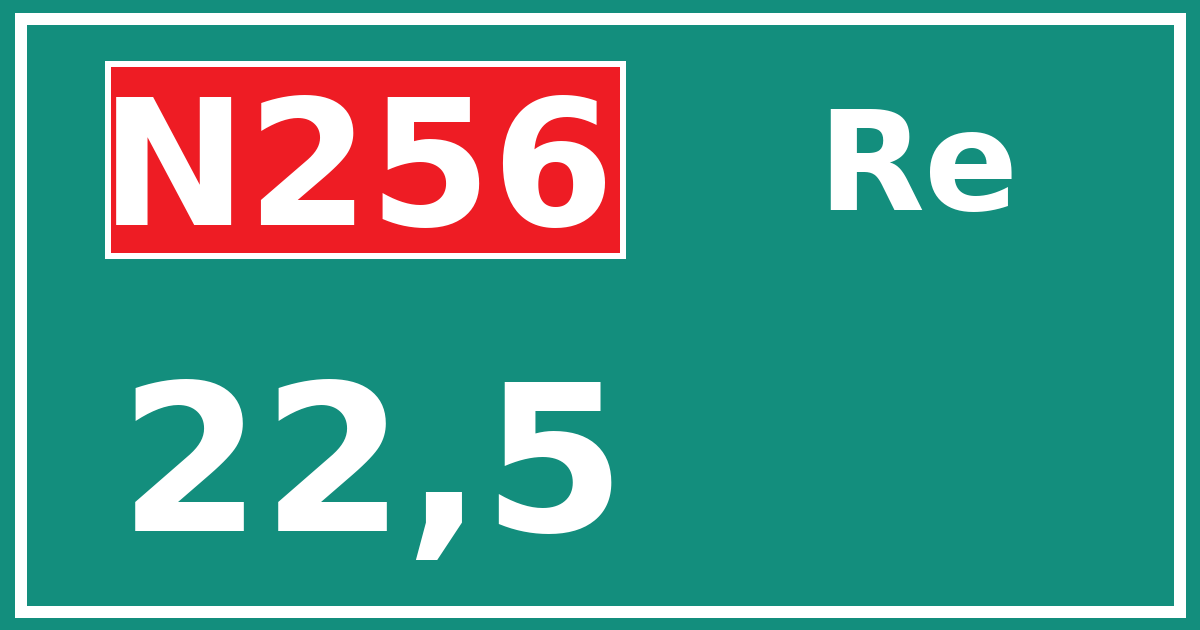 Hectometerbord N256 22,5 zijde Re