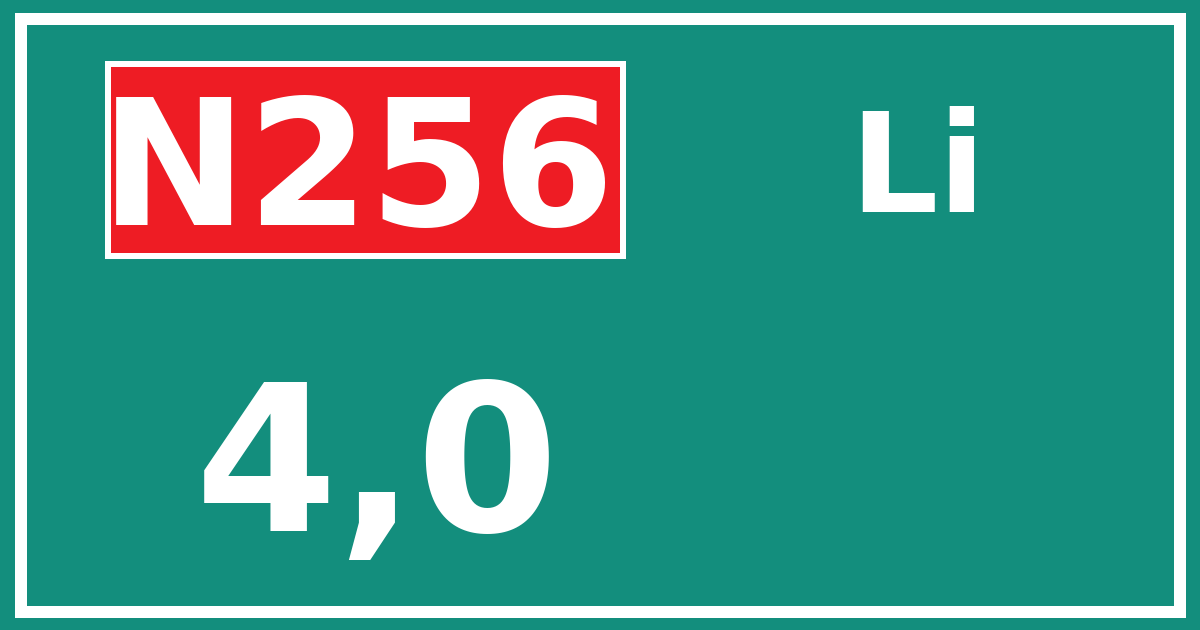 Hectometerbord N256 4,0 zijde Li