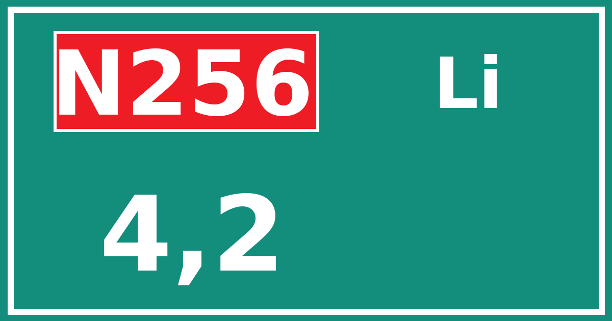 Hectometerbord N256 4,2 zijde Li