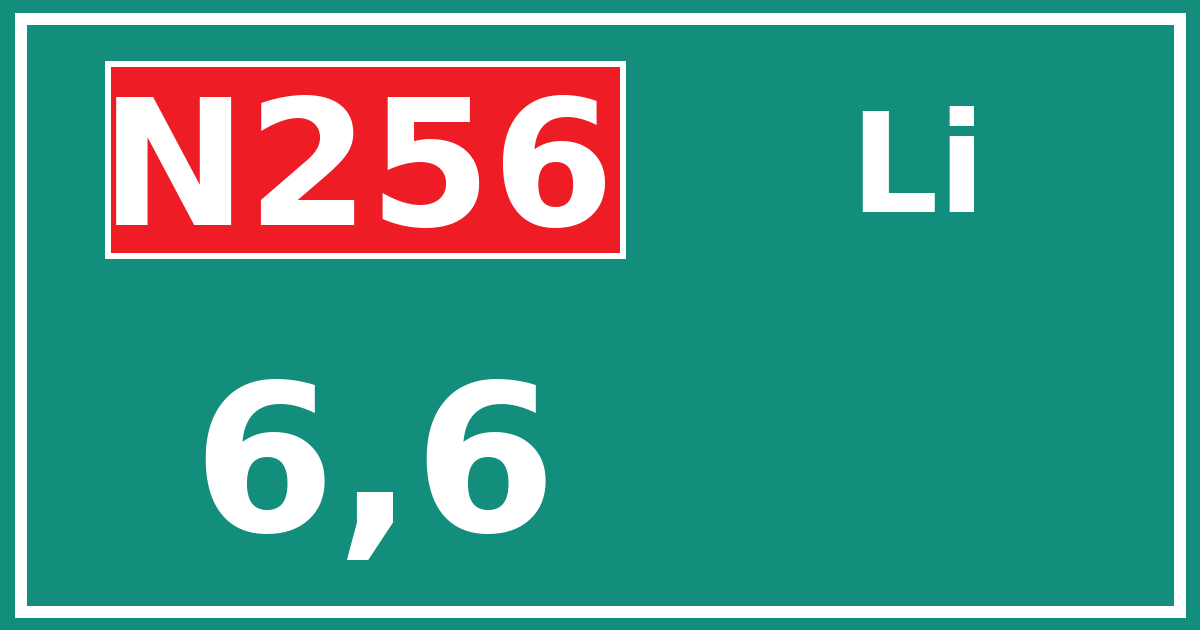 Hectometerbord N256 6,6 zijde Li