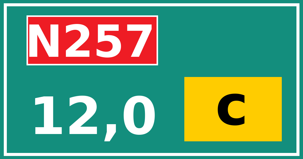 Hectometerbord N257 12,0 letter c