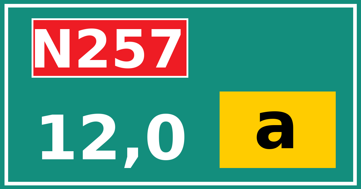 Hectometerbord N257 12,0 letter a