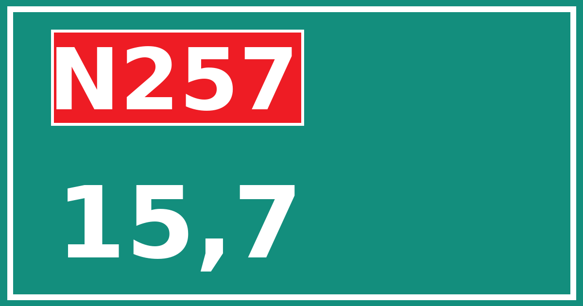 Hectometerbord N257 15,7