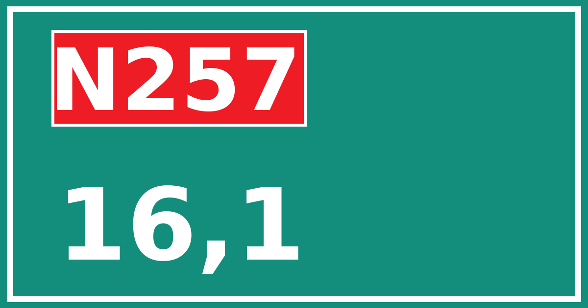 Hectometerbord N257 16,1