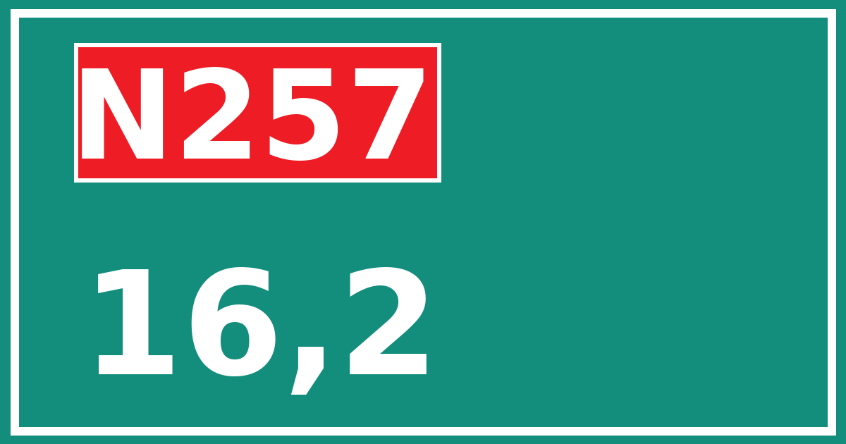 Hectometerbord N257 16,2