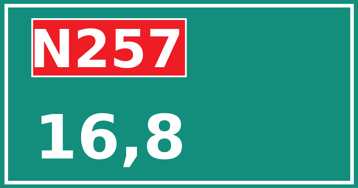 Hectometerbord N257 16,8