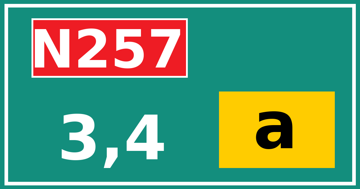 Hectometerbord N257 3,4 letter a