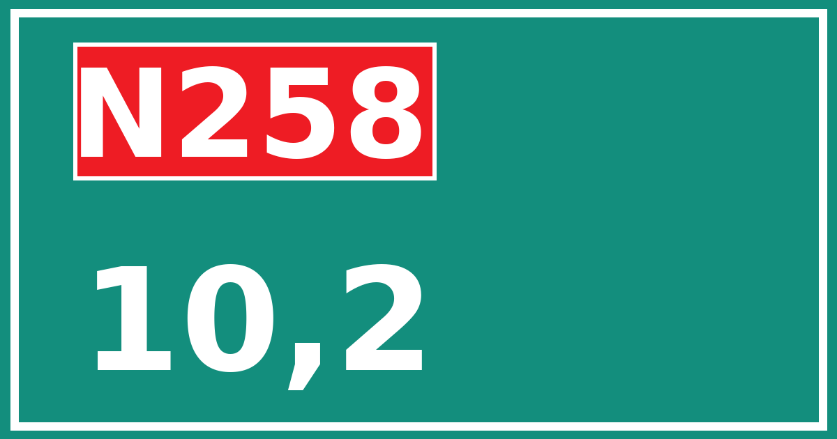 Hectometerbord N258 10,2