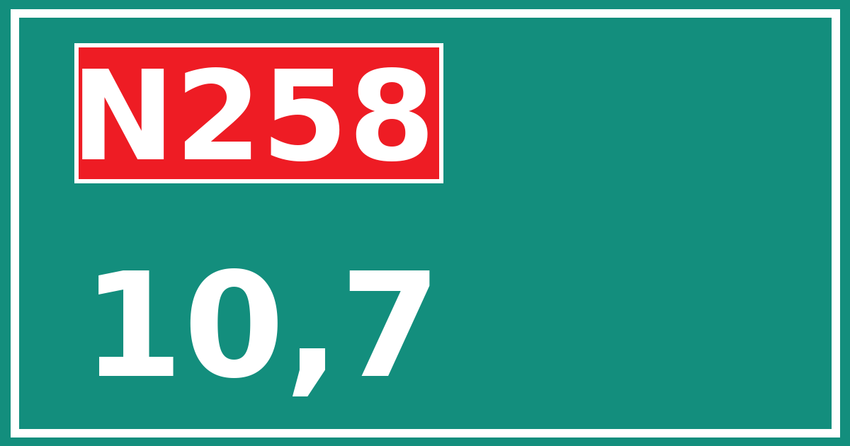 Hectometerbord N258 10,7