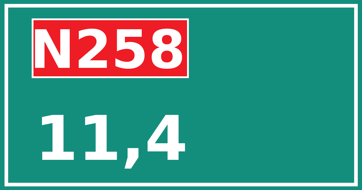 Hectometerbord N258 11,4