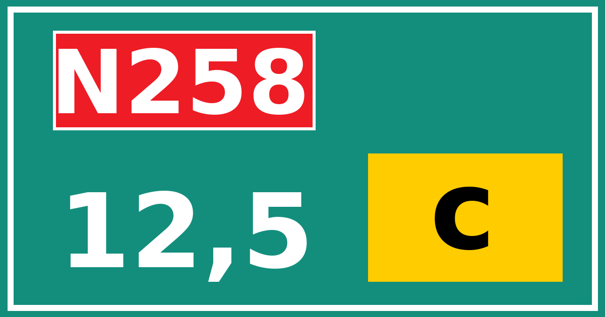 Hectometerbord N258 12,5 letter c