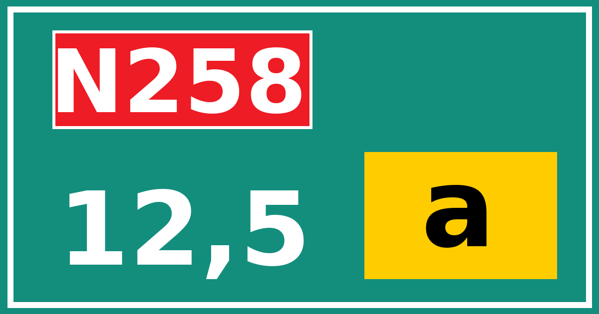 Hectometerbord N258 12,5 letter a