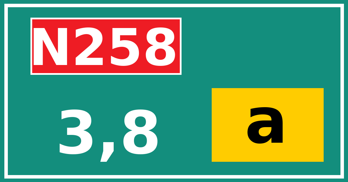 Hectometerbord N258 3,8 letter a