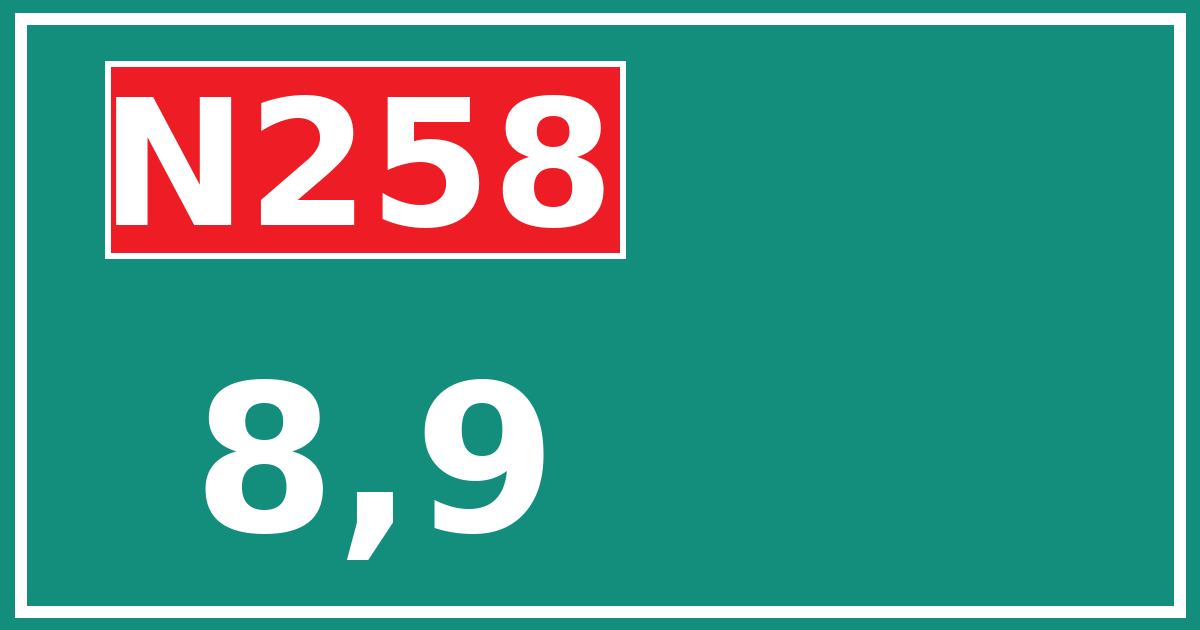 Hectometerbord N258 8,9