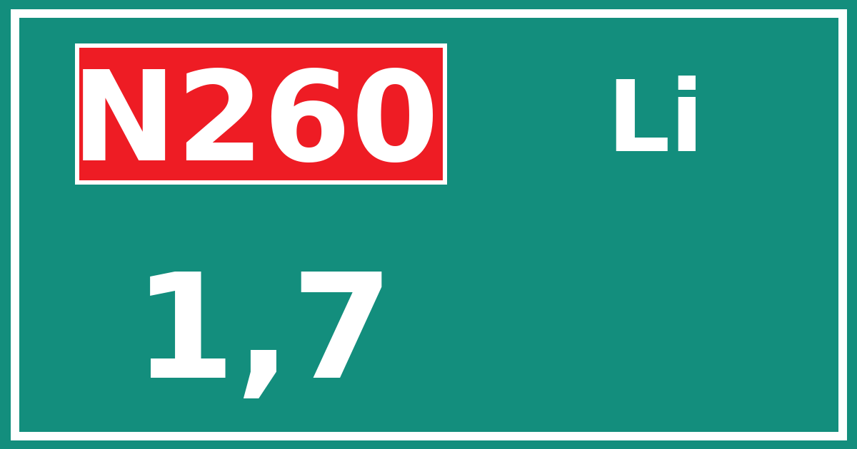 Hectometerbord N260 1,7 zijde Li