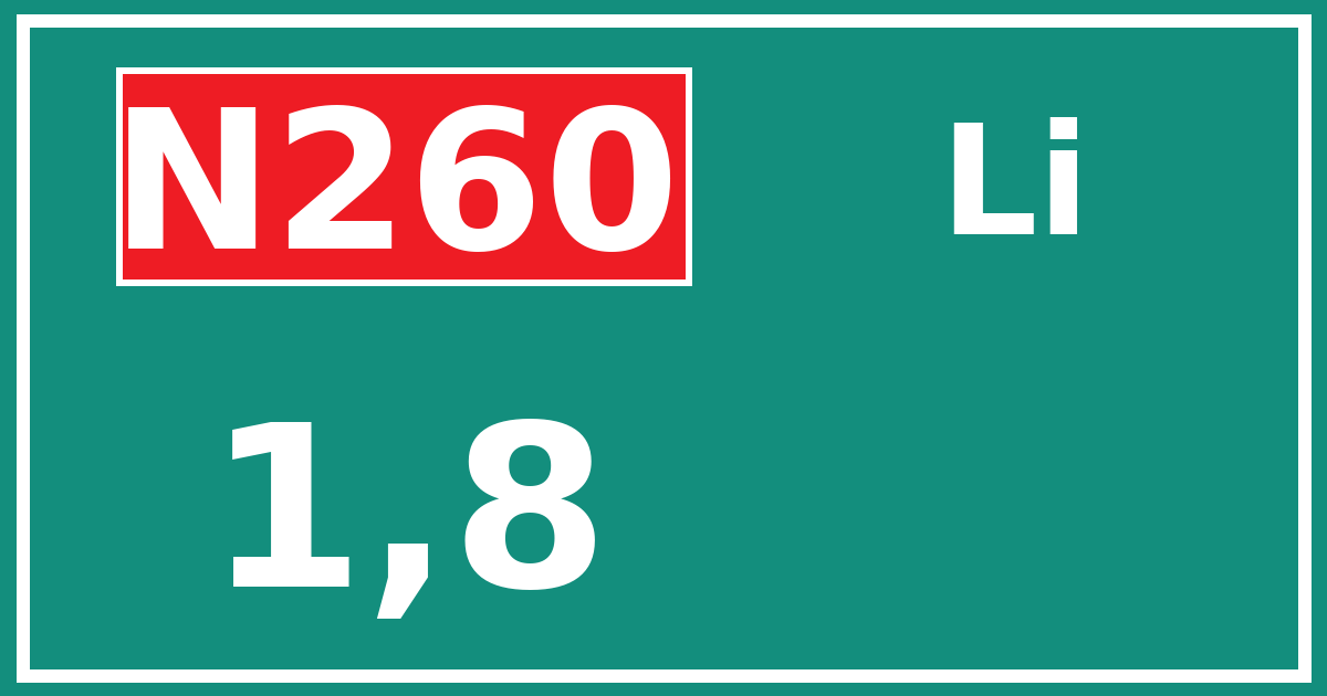 Hectometerbord N260 1,8 zijde Li