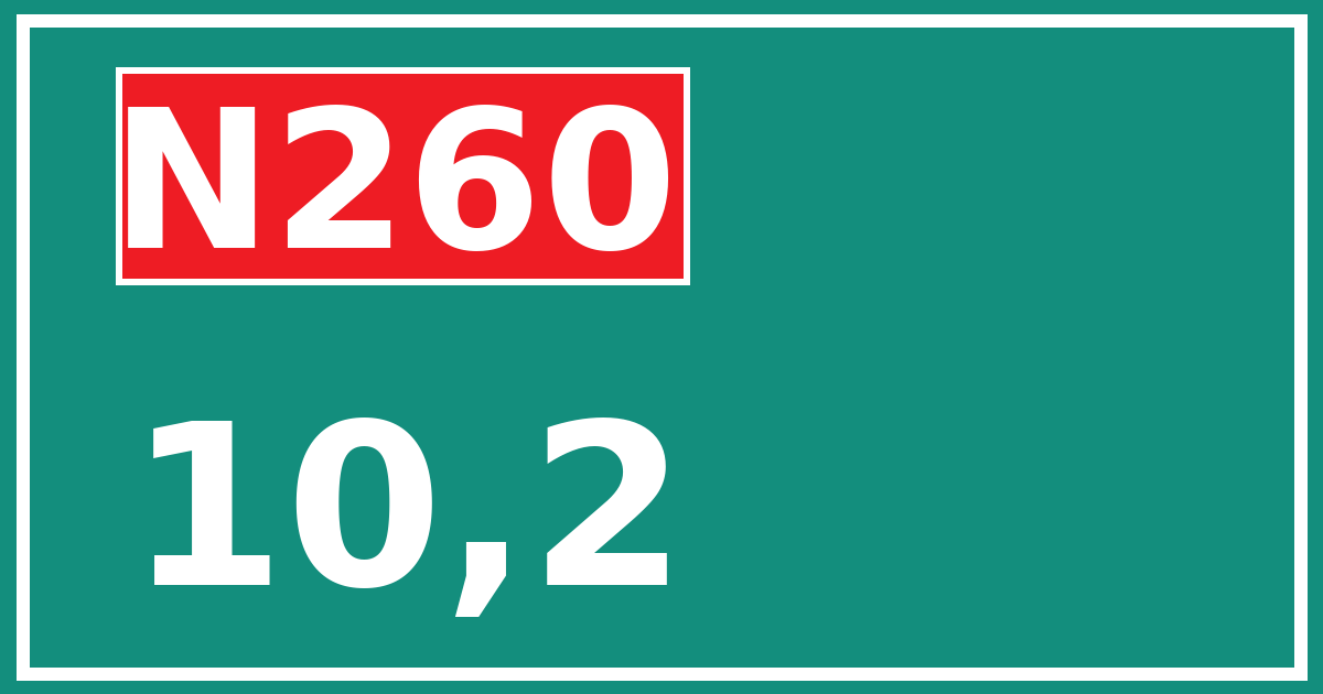 Hectometerbord N260 10,2