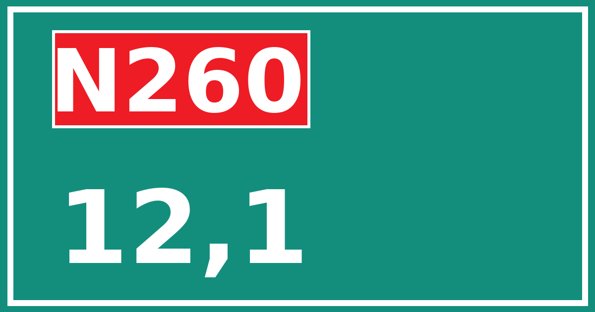 Hectometerbord N260 12,1