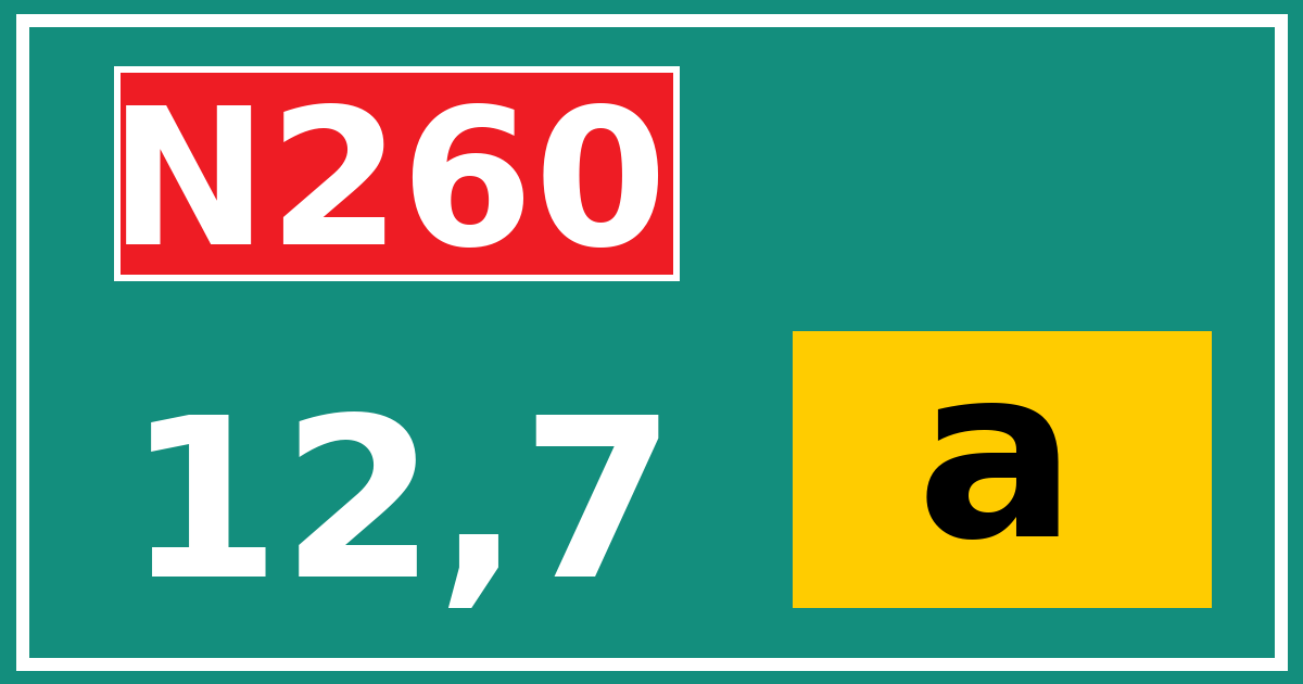 Hectometerbord N260 12,7 letter a