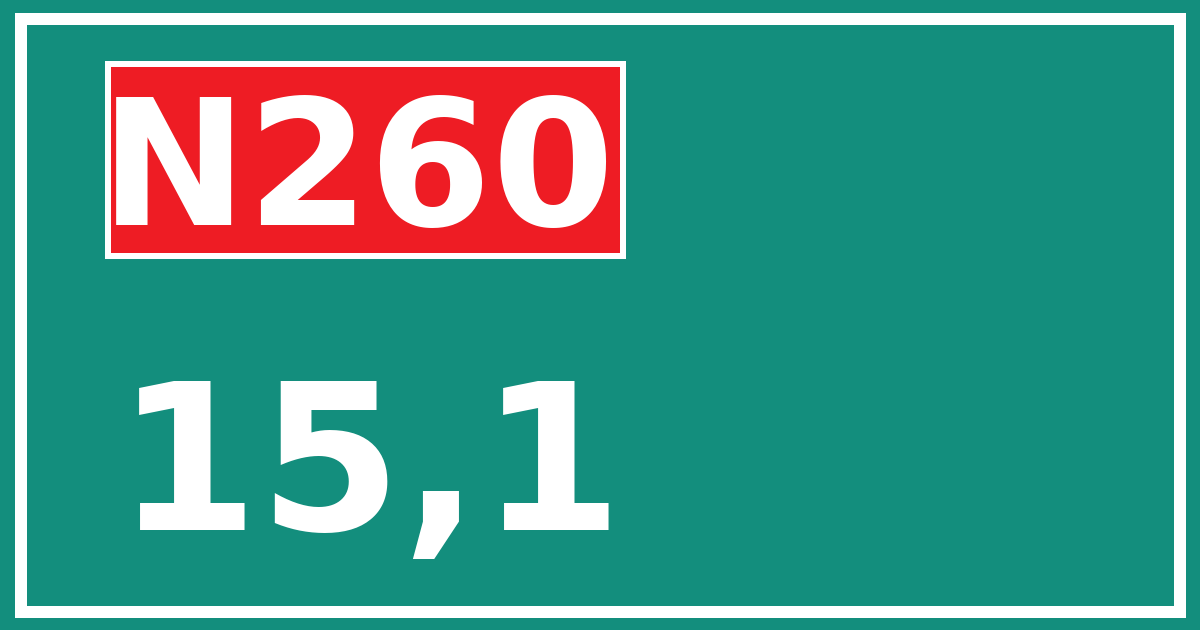 Hectometerbord N260 15,1