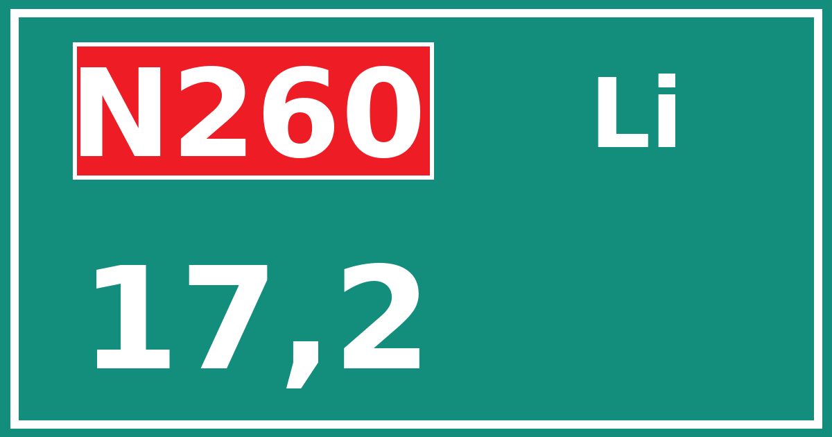 Hectometerbord N260 17,2 zijde Li