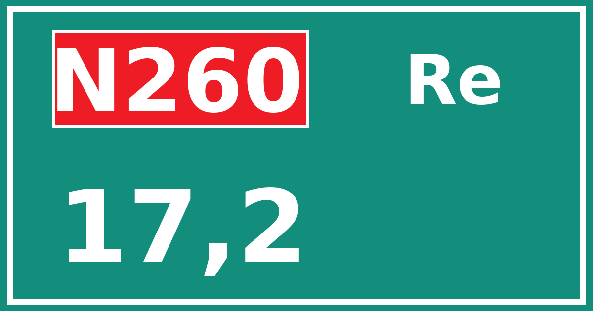 Hectometerbord N260 17,2 zijde Re