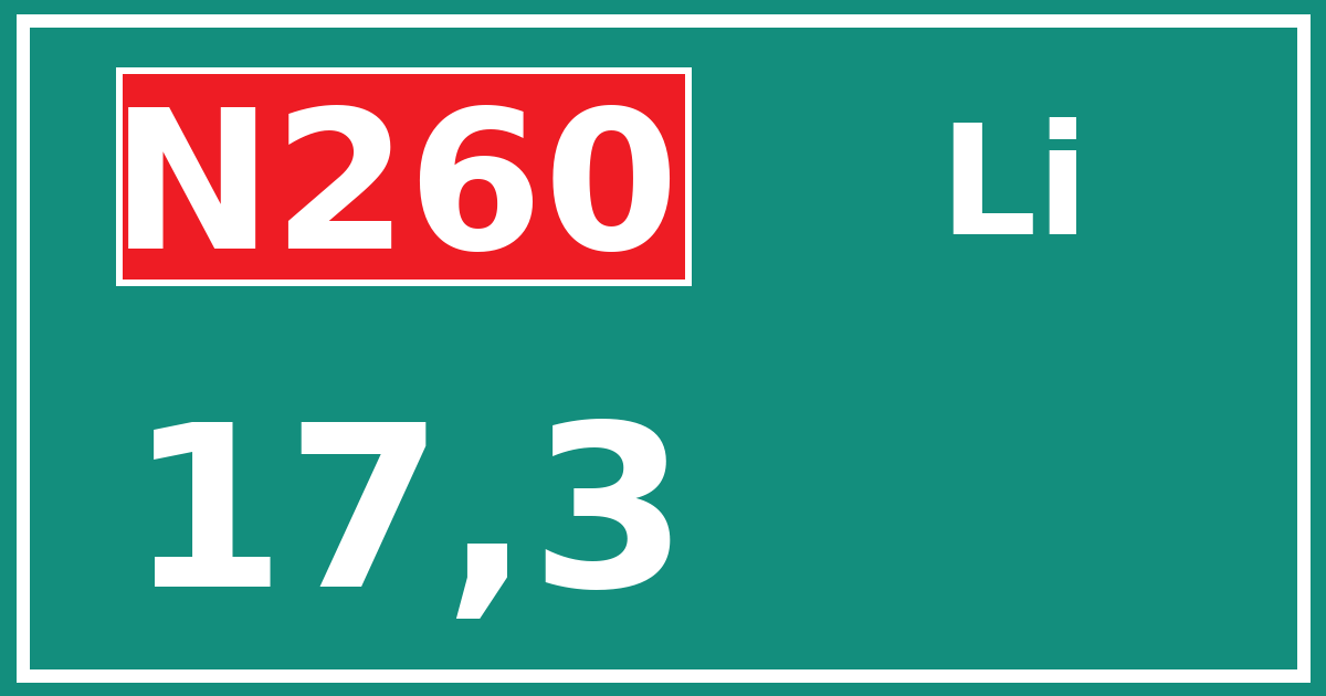 Hectometerbord N260 17,3 zijde Li