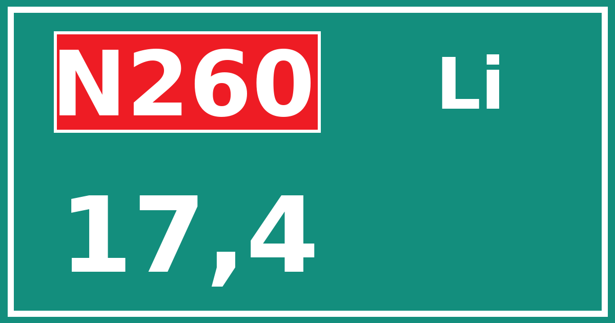 Hectometerbord N260 17,4 zijde Li