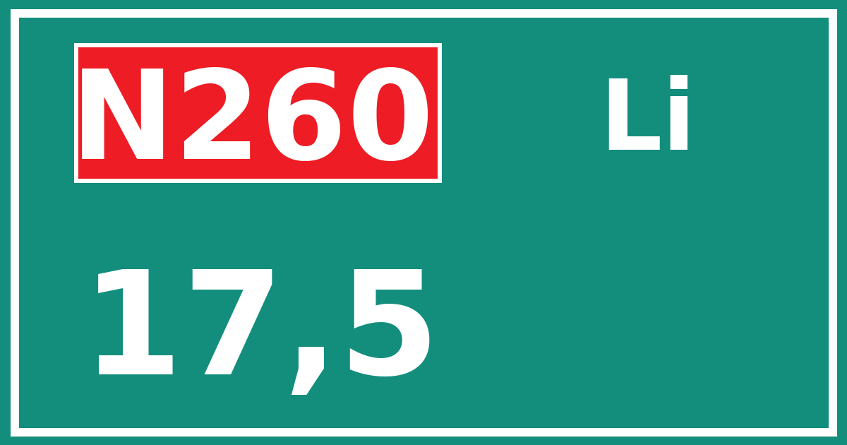 Hectometerbord N260 17,5 zijde Li