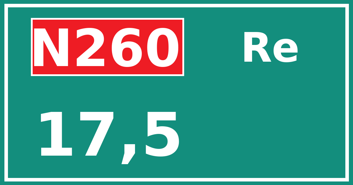 Hectometerbord N260 17,5 zijde Re