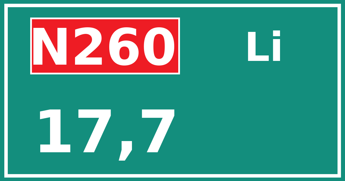 Hectometerbord N260 17,7 zijde Li